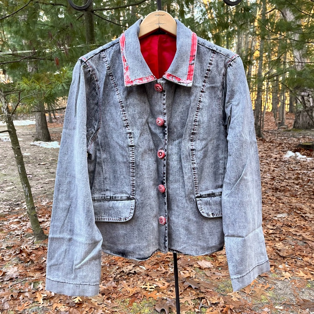 Y2K Spanner Acid Wash Denim Jacket Retro Twee Whimsy DIY Spring